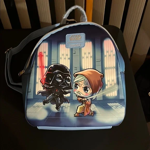 {Loungefly} Star Wars Darth Vader vs Obi-Wan Chibi Characters Mini Backpack Loungefly Star Wars Obi-Wan Vs. Darth Vader Chibi Characters  main image 2